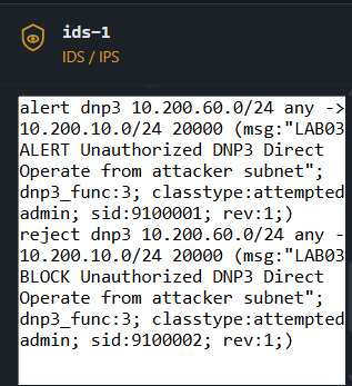 The lab Suricata rules as entered in the sensor